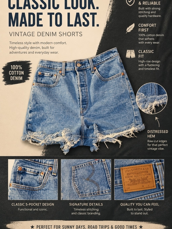 Levi's Pants - Vintage Levi’s 550 Cut-Off Denim Shorts — Classic High Rise